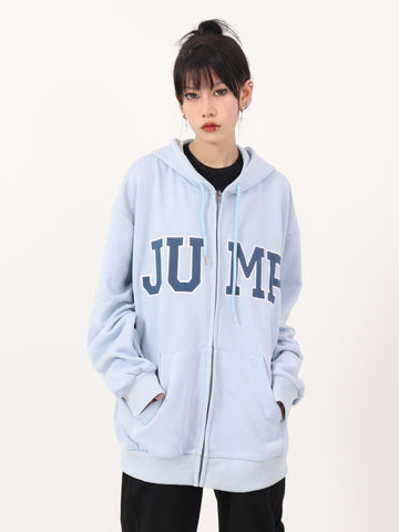 Casual Hoodie With Big Logo Zipper