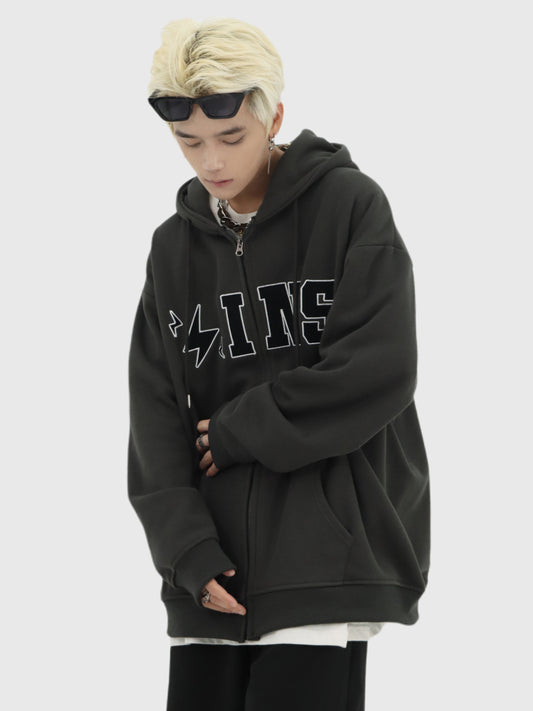 Oversized Logo Zip-Up Jacket