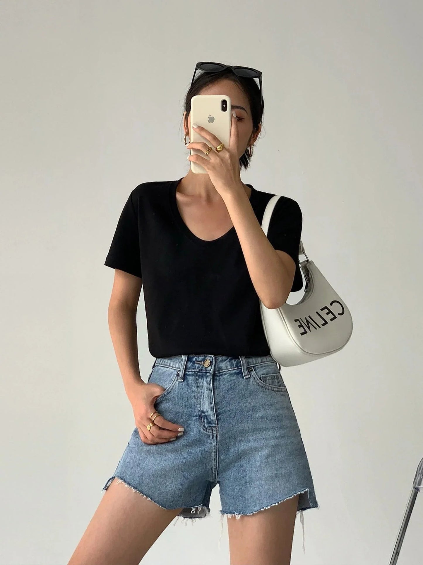 Summer Casual V-Neck White T-Shirt