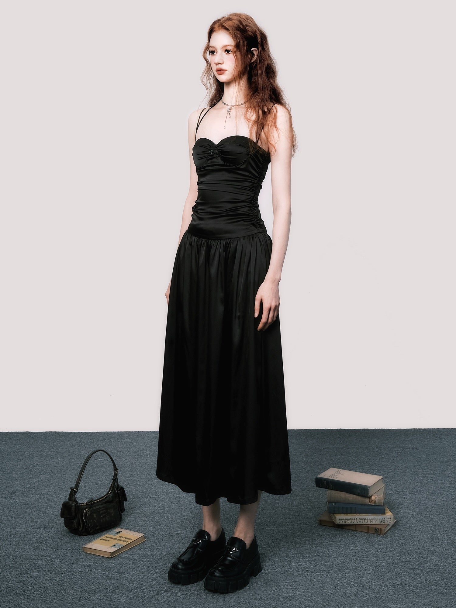 Elegant Backless Suspender Maxi Dress