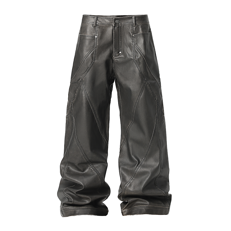 Retro Polyurethane Leather Motorcycle Pants