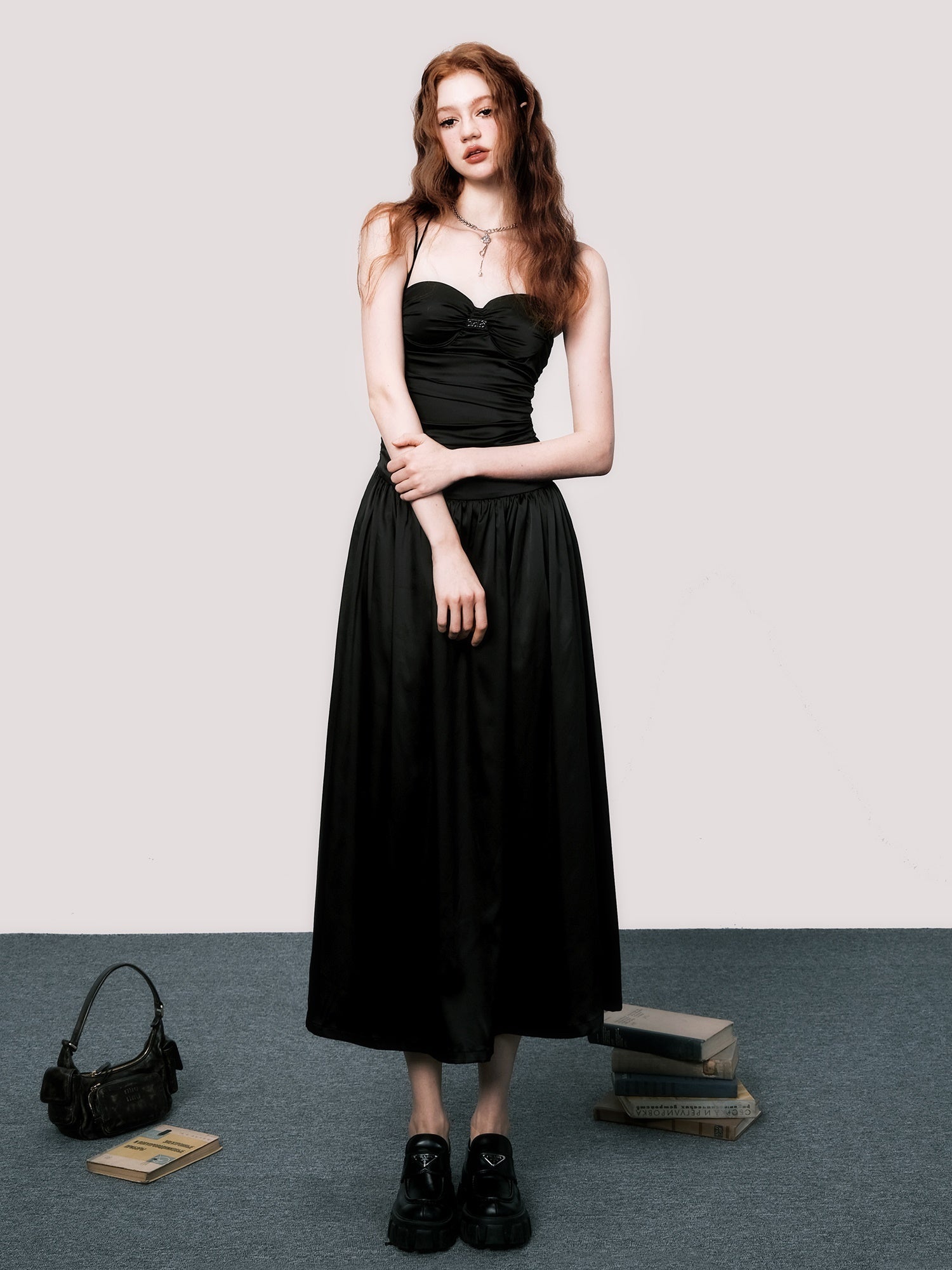 Elegant Backless Suspender Maxi Dress