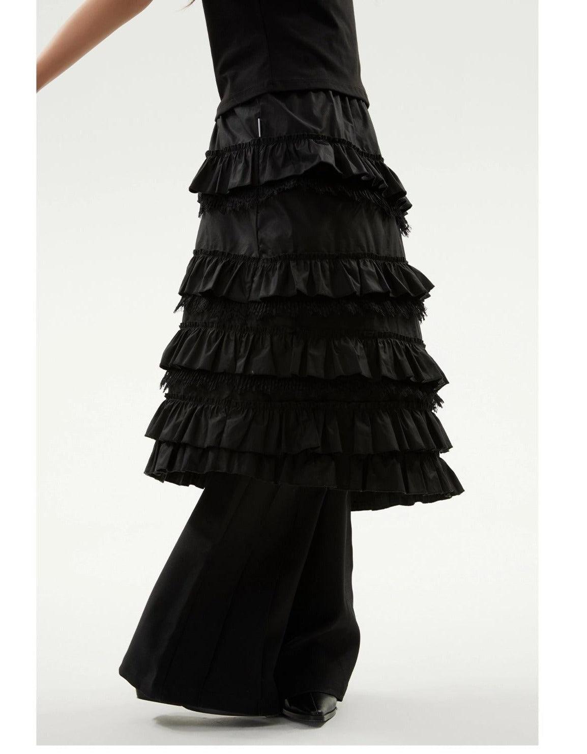 Ruffle Detail Long Skirt