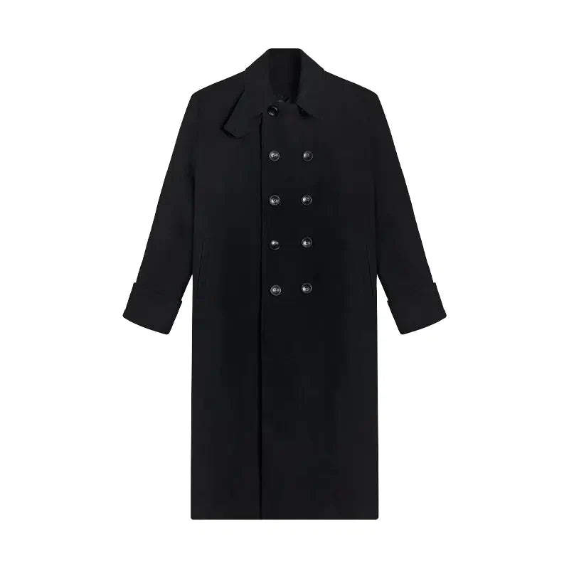Sleek Buttoned Wool Overcoat