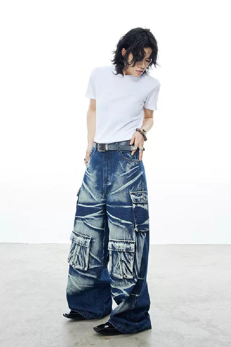 Rugged Heavy Washed Oversized Jeans