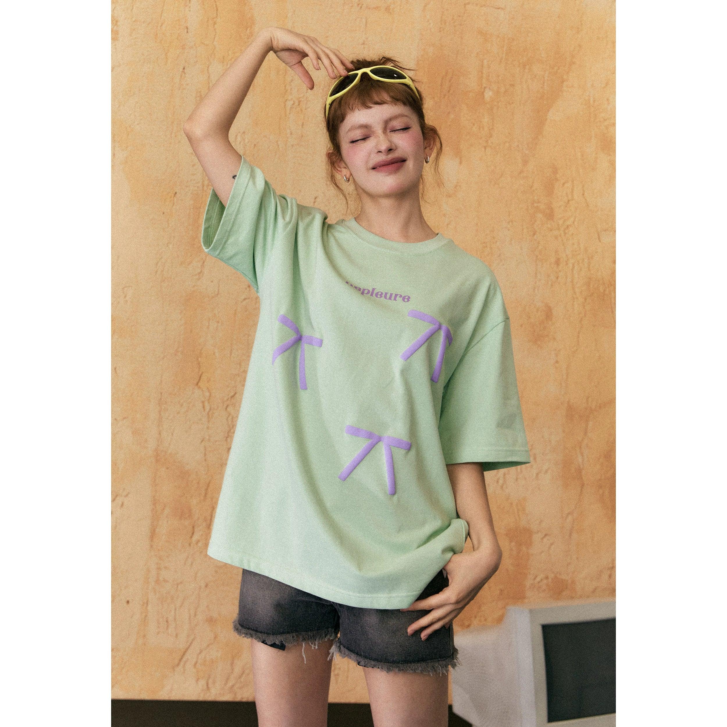 Ezek Neplaura Bow Print Oversized T-Shirt - Unisex Graphic Tee