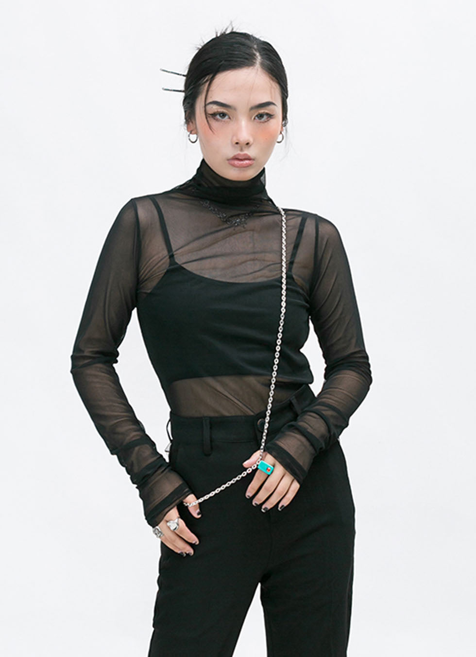 Slim Pullover Sheer Shirt