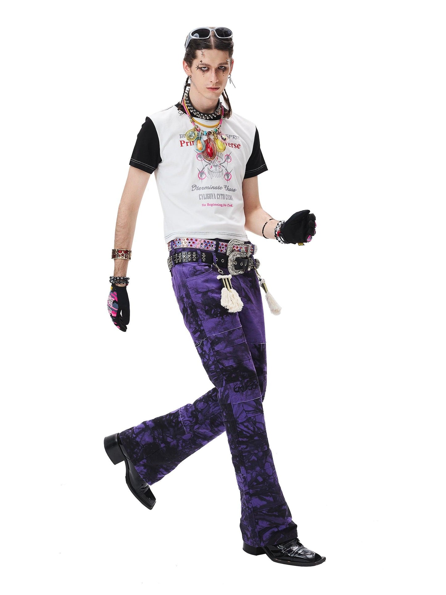 Purple Tie-Dye Wide-Leg Trousers