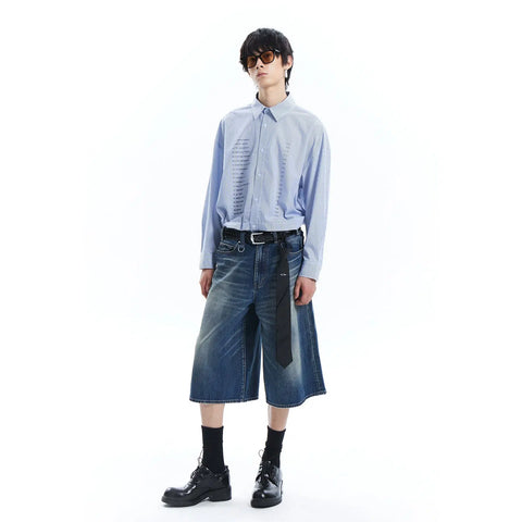 Wide Leg Denim Bermudas