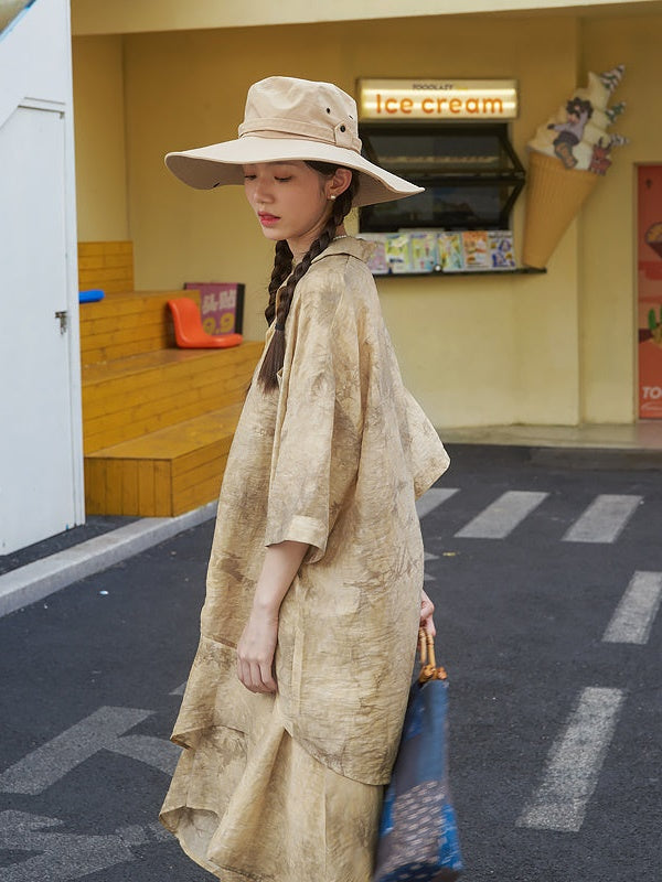 Retro Jacquard Loose Shirt & Skirt Pants Set