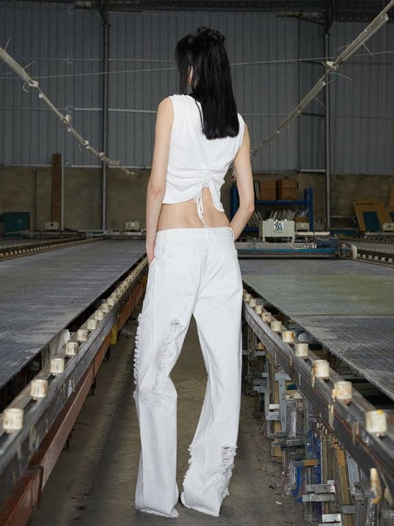 Ripped Denim Loose Fit Jeans