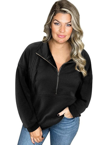 Women's Casual Zipper Pullover Sweatshirt with Long Sleeves