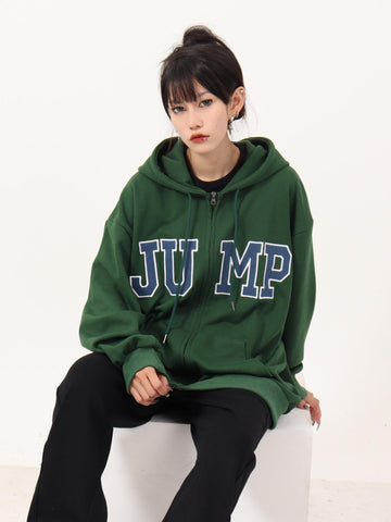 Casual Hoodie With Big Logo Zipper