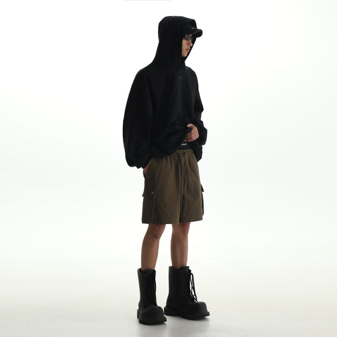 Cargo Shorts With Tie Waist And Double Pockets