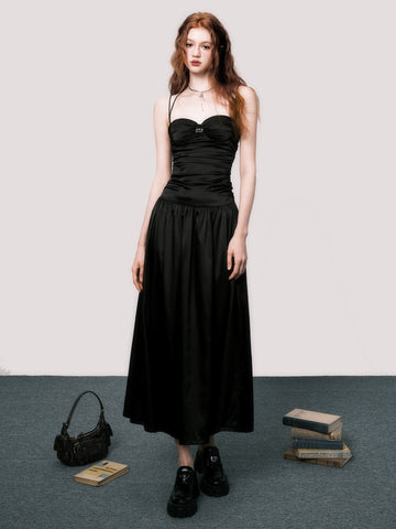 Elegant Backless Suspender Maxi Dress