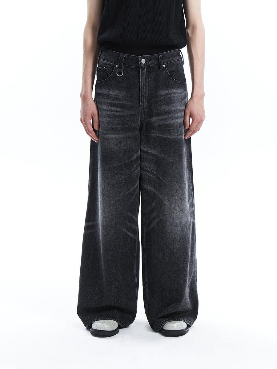 Wide Cut Whiskered Jeans