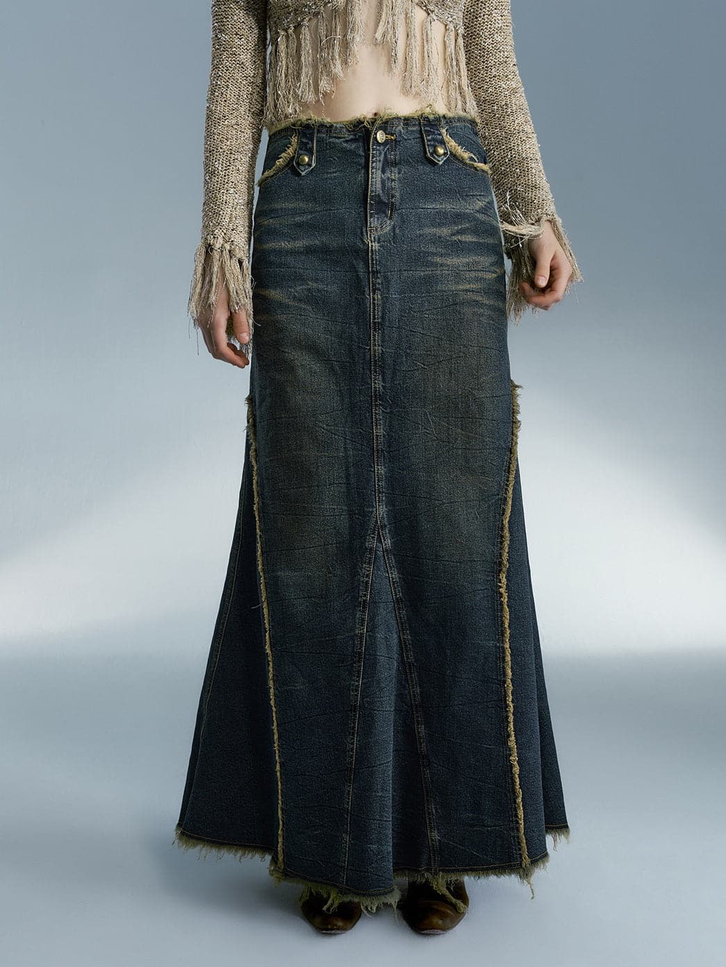 Mermaid Denim Maxi Skirt