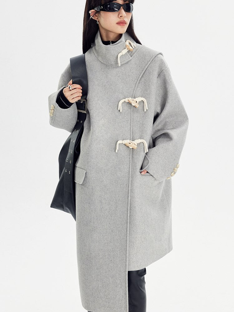 Woolen Coat With Horn Button