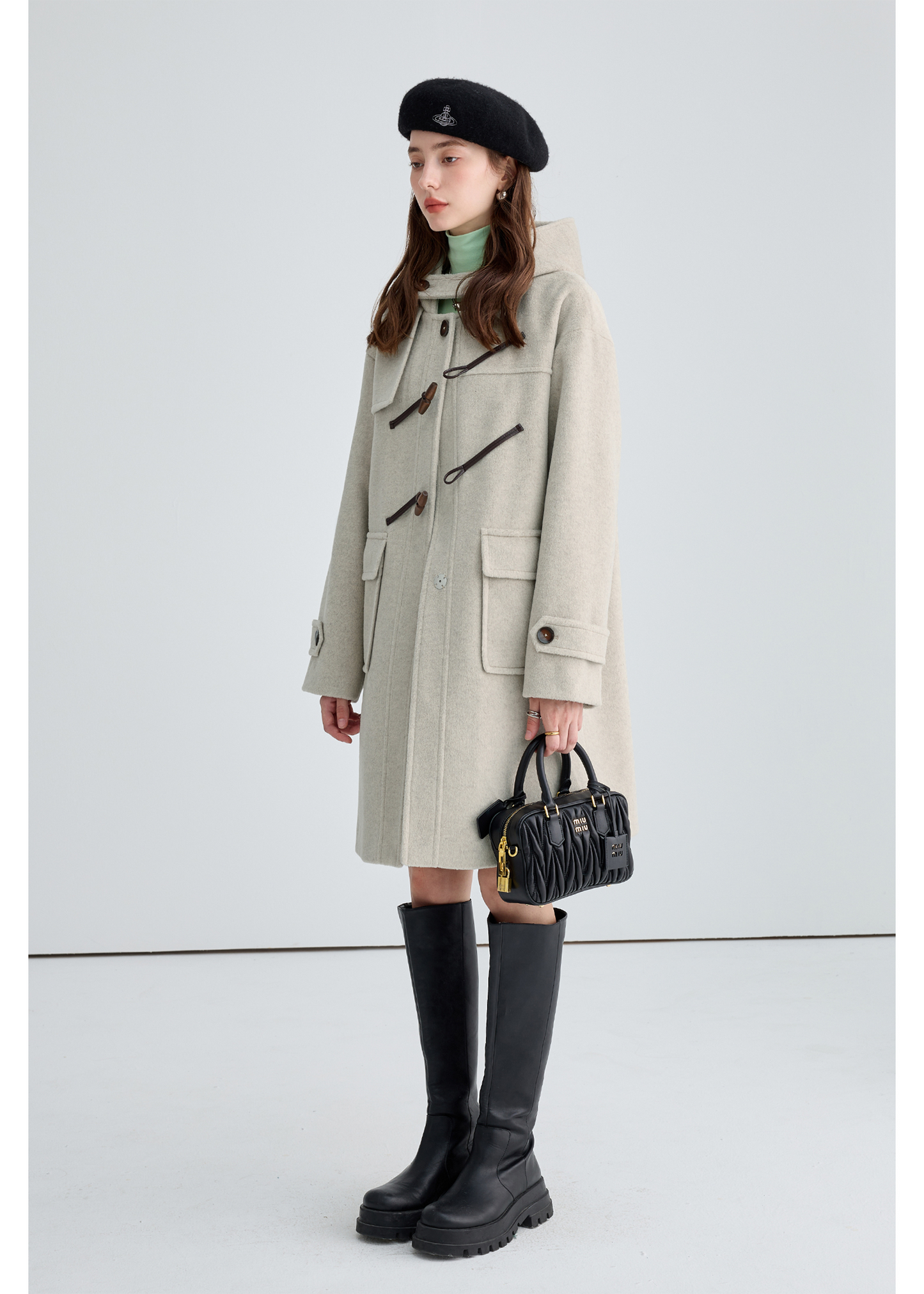 Winter Thick Woolen Coat With Horn Buttons