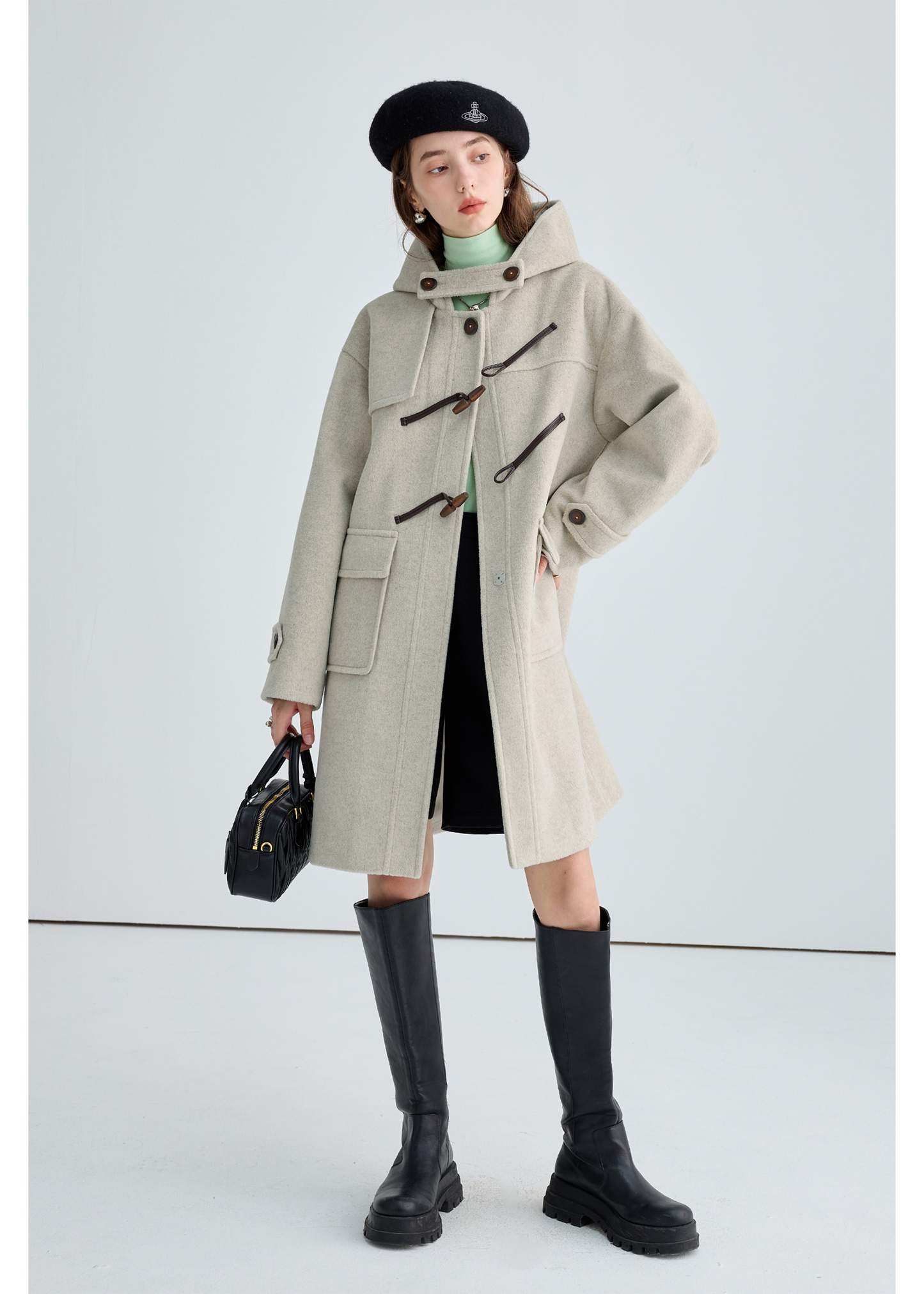 Winter Thick Woolen Coat With Horn Buttons