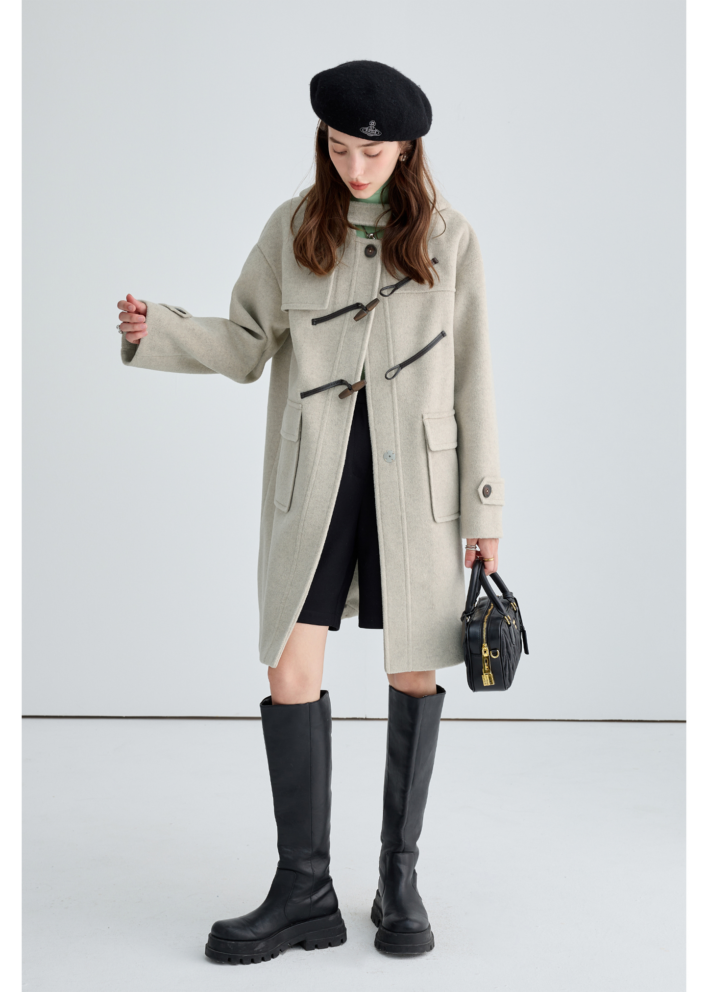 Winter Thick Woolen Coat With Horn Buttons