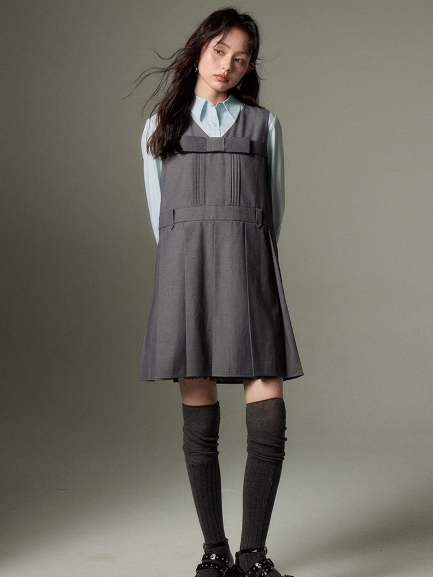 Sleeveless College Sense Bow Tie Jumpsuit Dress