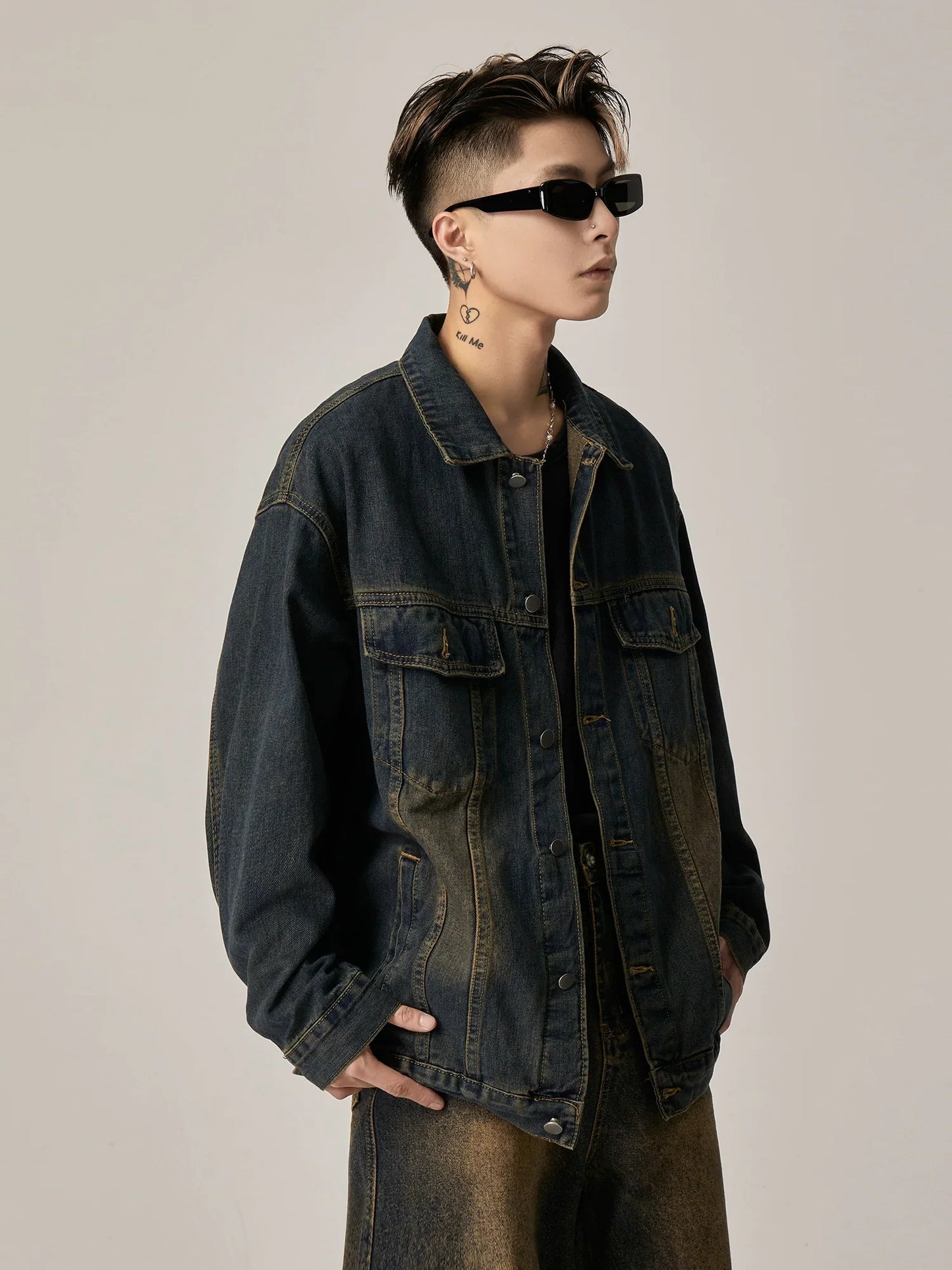 Sage Horizon Oversized Denim Trucker Jacket