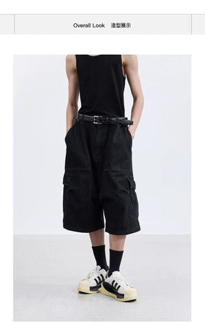 Wide-Leg Cargo Capri Pants