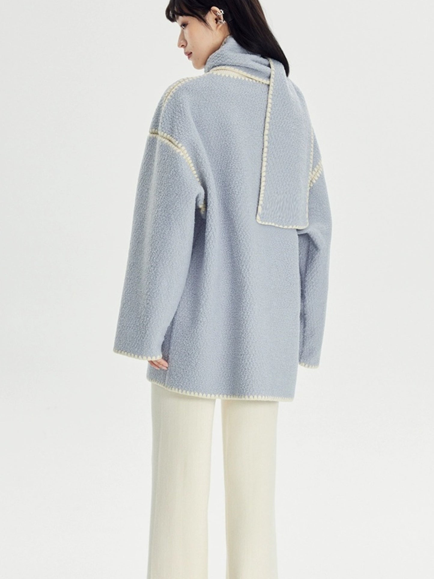 Stitched Horn Button Embroidered Coat