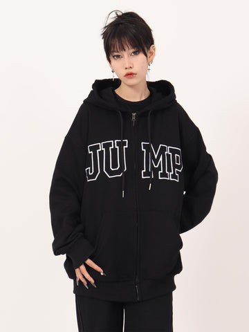 Casual Hoodie With Big Logo Zipper