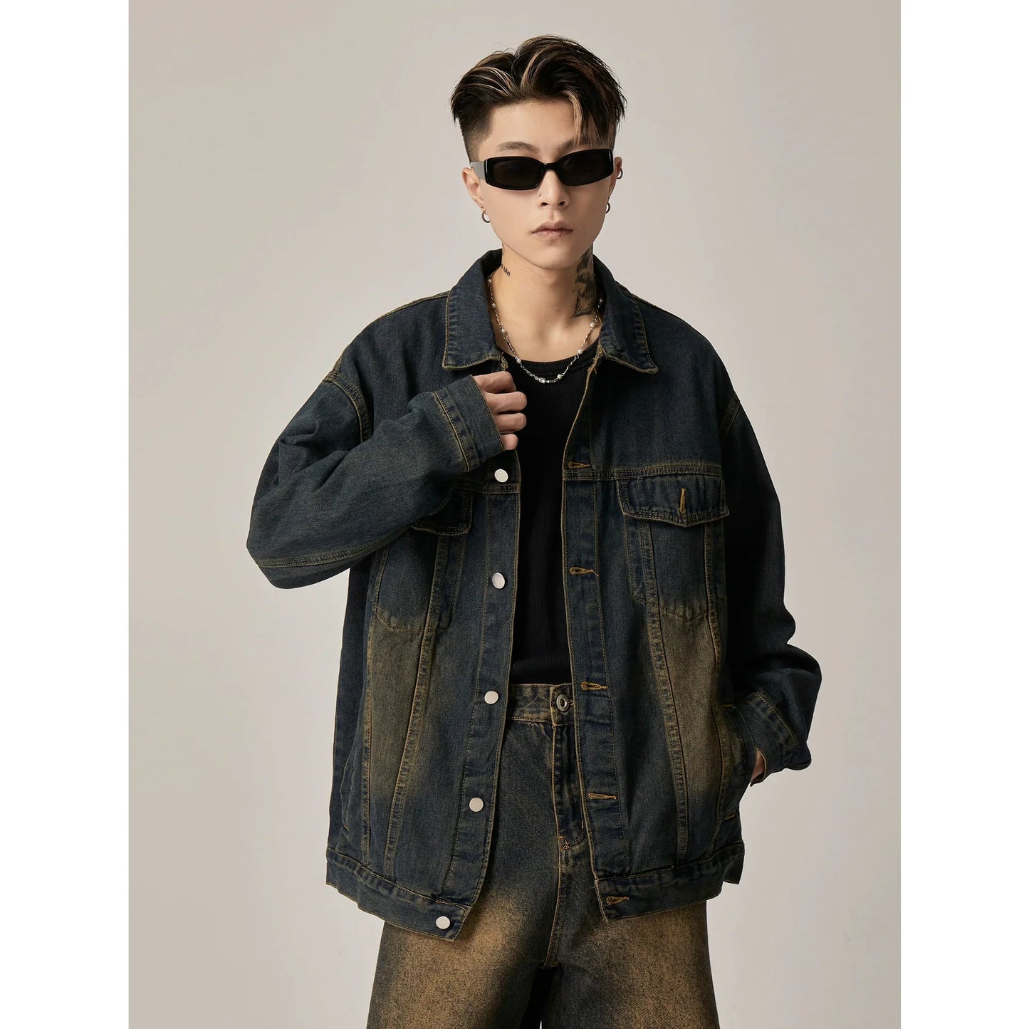 Sage Horizon Oversized Denim Trucker Jacket