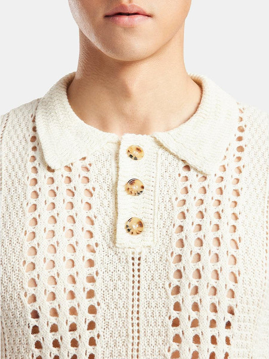 Retro Crochet Crop Polo