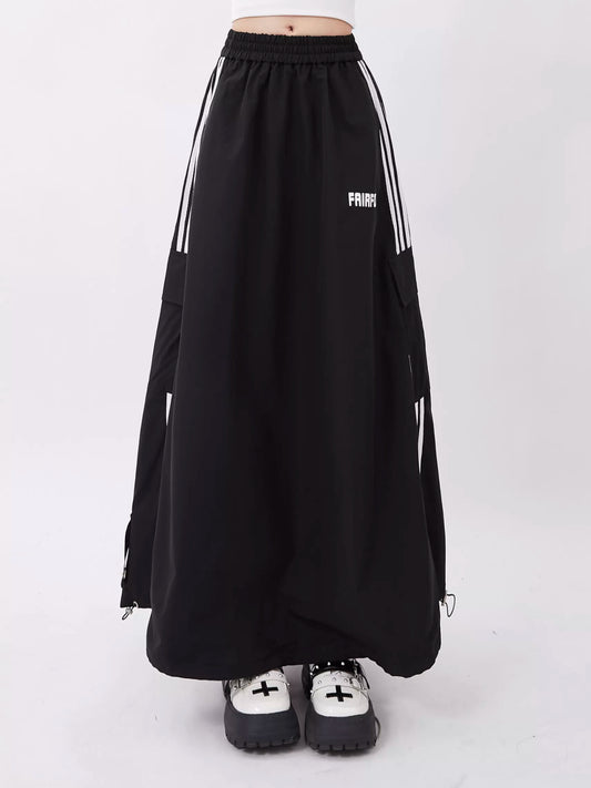 Sports Loose A-Line Long Skirt