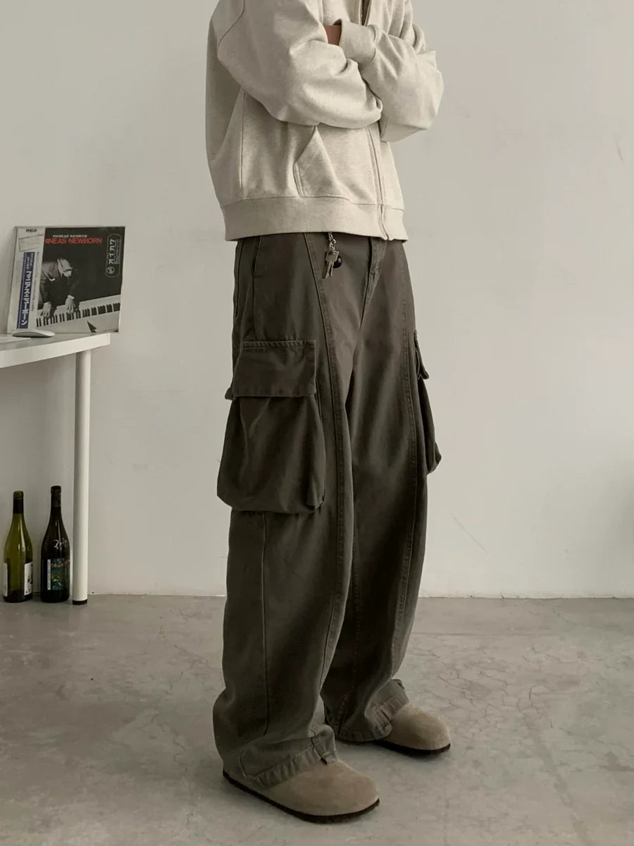 Washed Straight Leg Cargo Pants