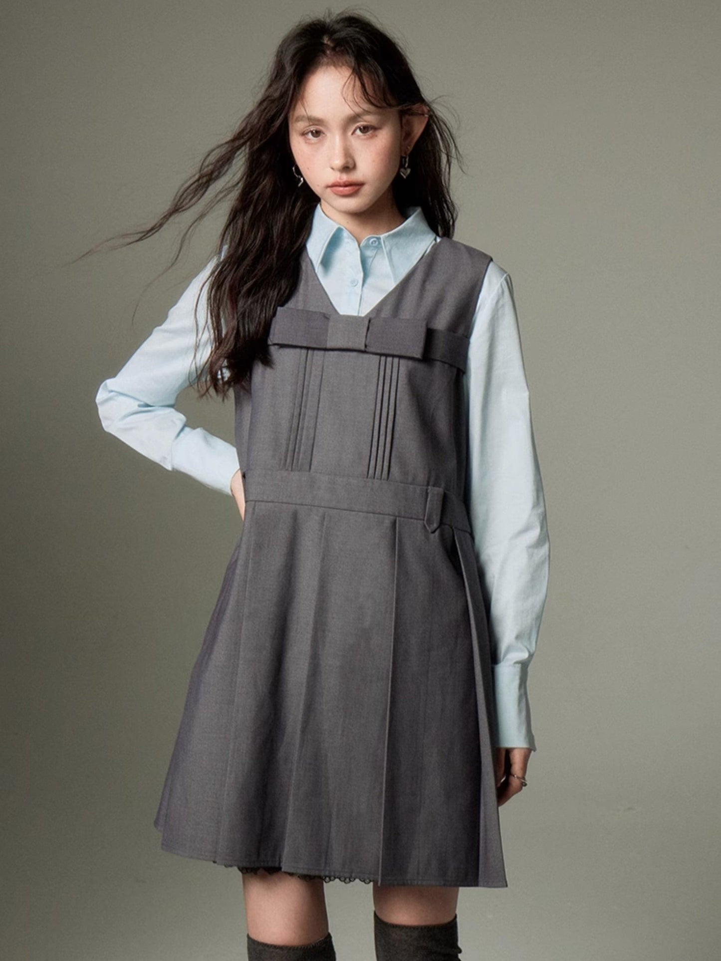 Sleeveless College Sense Bow Tie Jumpsuit Dress