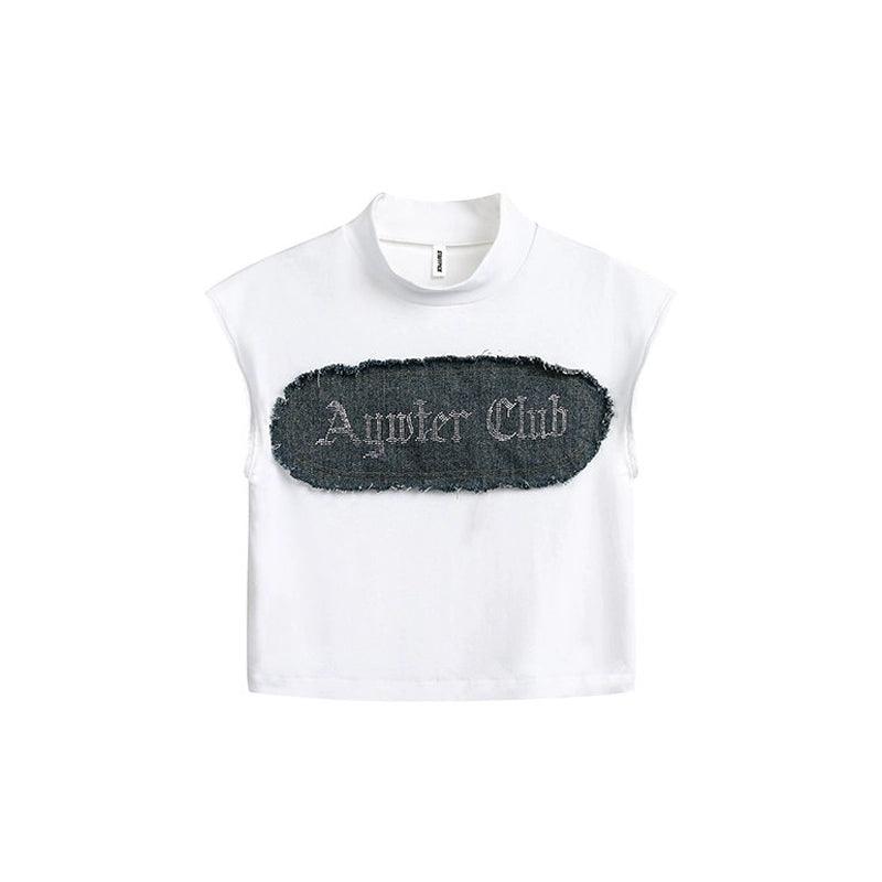 Rayohopp Edgy Grunge Outfit Set - Women'S Asymmetrical Patchwork Skirt With Cropped 'Angster Club' Graphic Tee