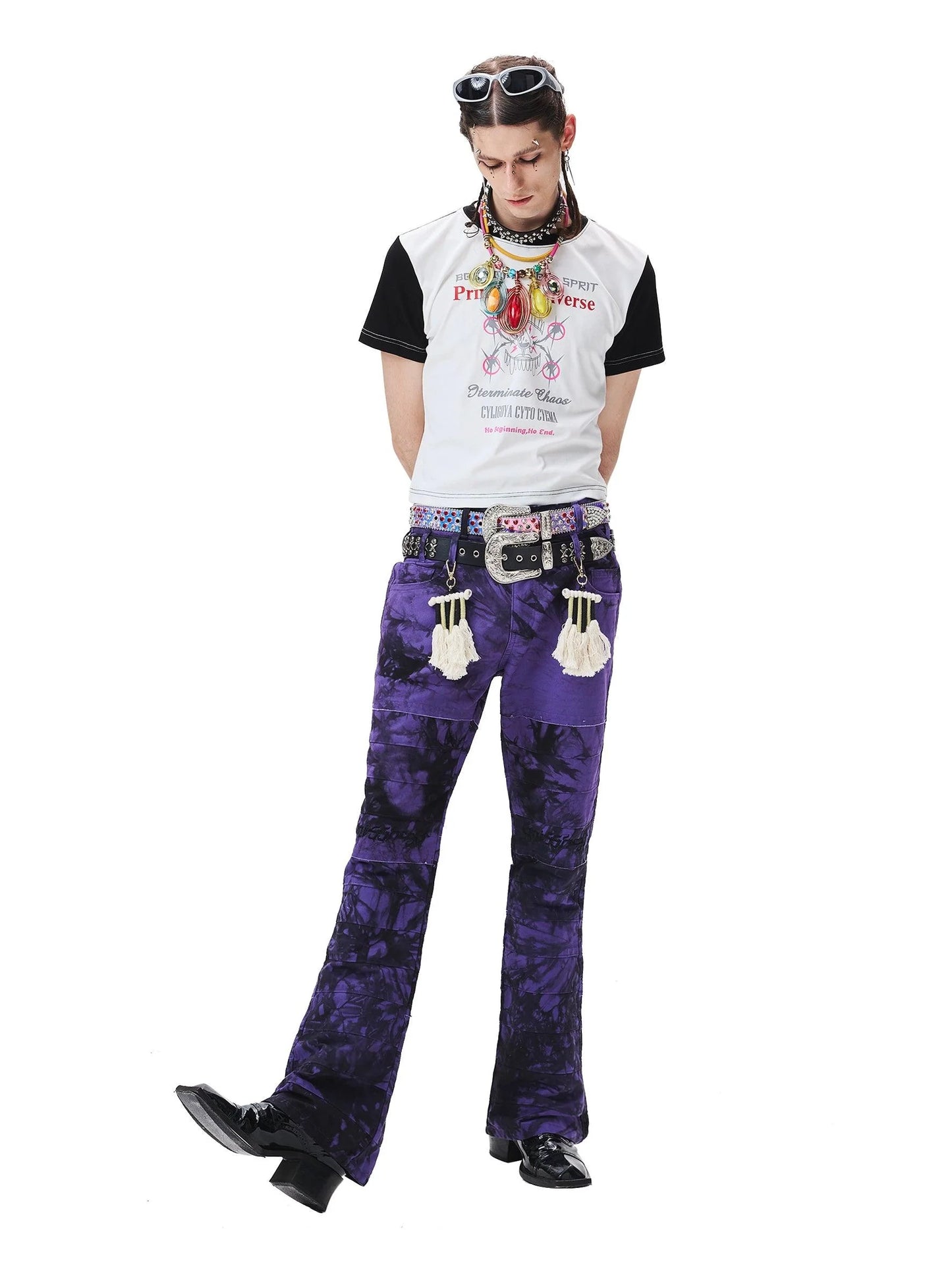 Purple Tie-Dye Wide-Leg Trousers