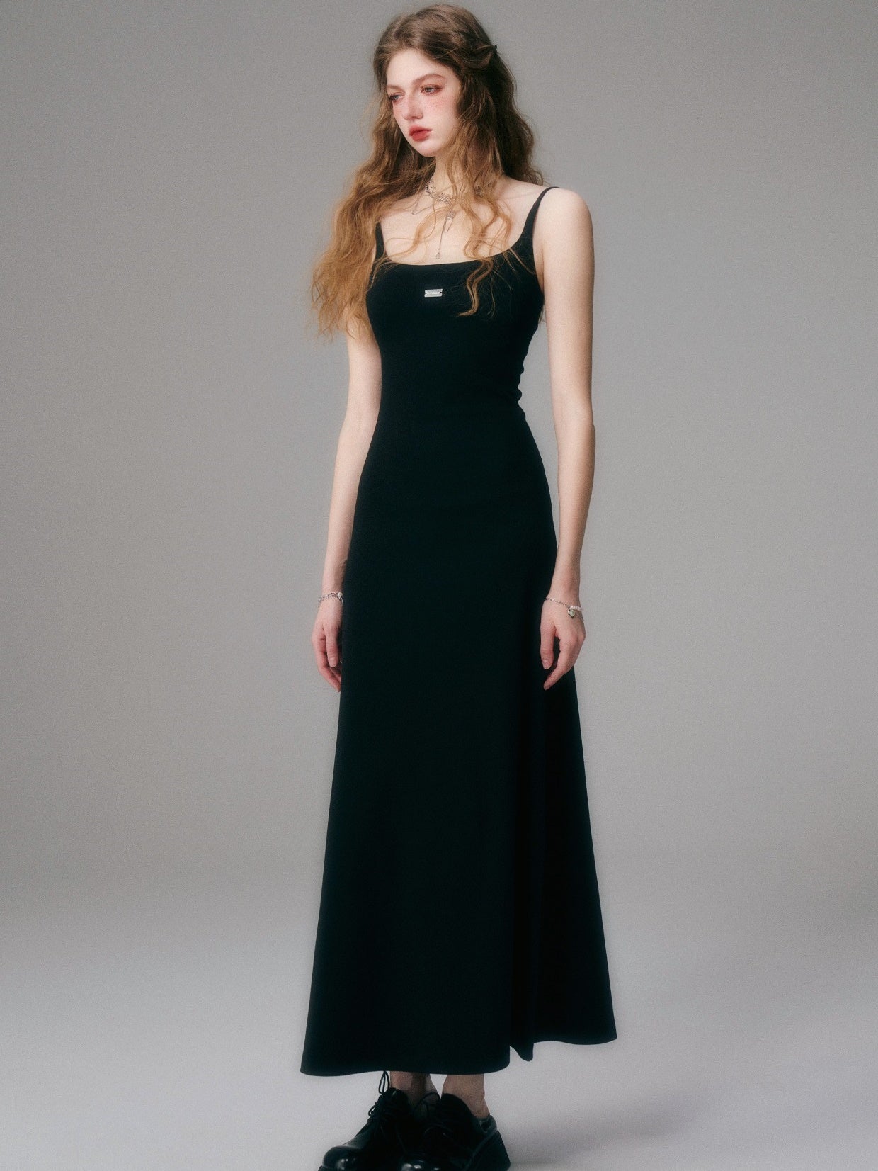 Sleek Noir Maxi Dress