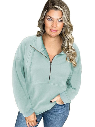 Women's Casual Zipper Pullover Sweatshirt with Long Sleeves