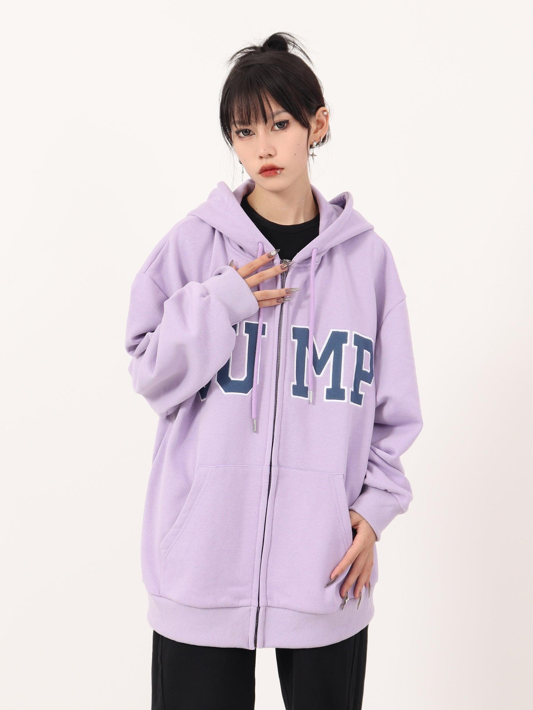 Casual Hoodie With Big Logo Zipper