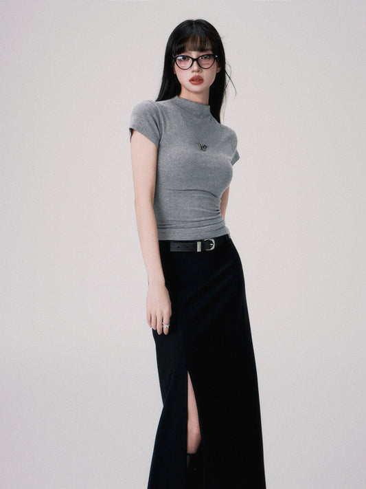 Luluswings Butterfly Embroidered Fitted Tee - Women'S Essential Crop Top