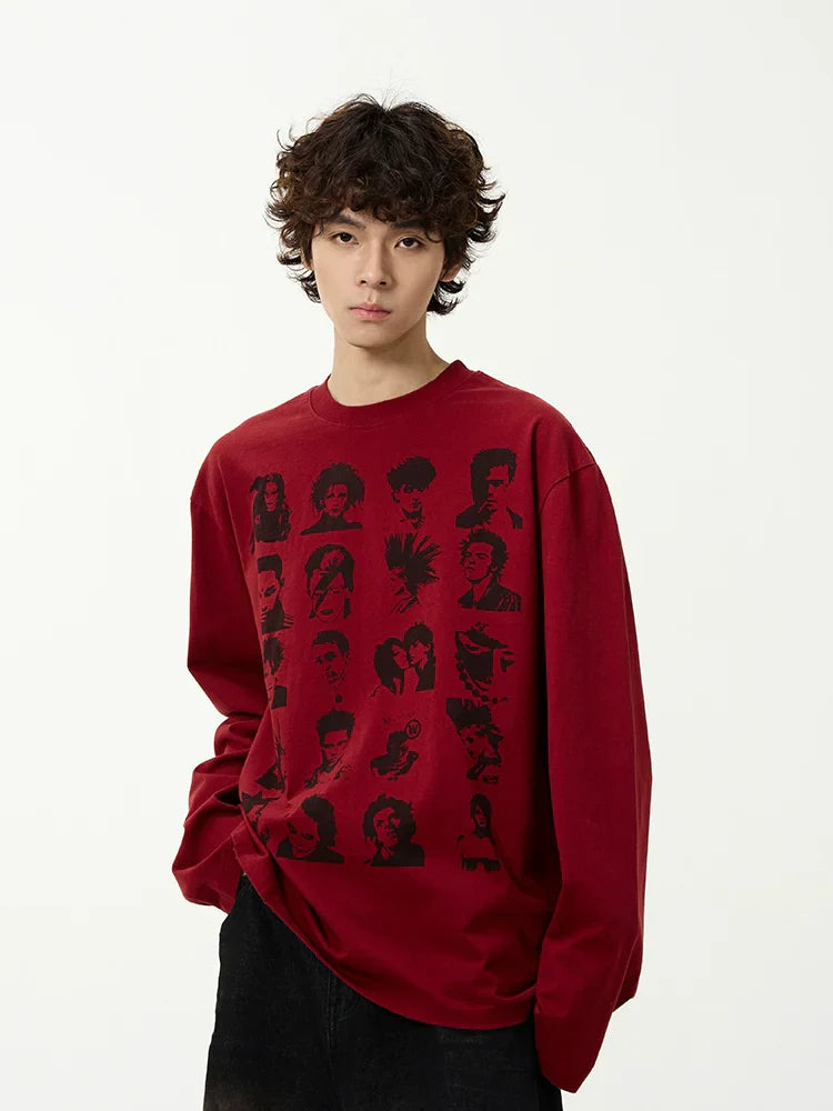 Whimsical Character Print Long Sleeve Tee