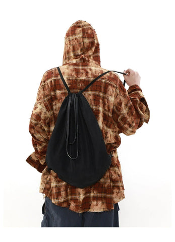 Mrnearly Distressed Plaid Hooded Overshirt - Unisex Grunge-Inspired Outerwear