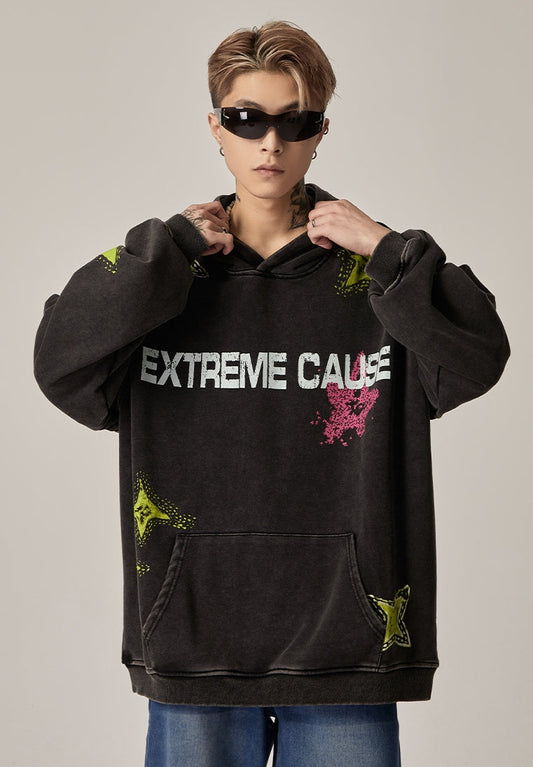 Extreme Cause Grunge Graphic Oversized Hoodie
