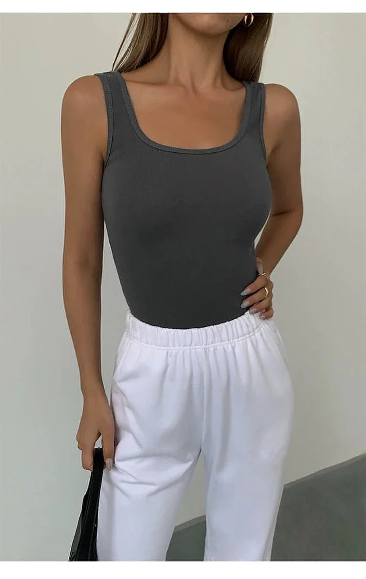 Summer Collection - Black Knitted Square Neck Camisole Top