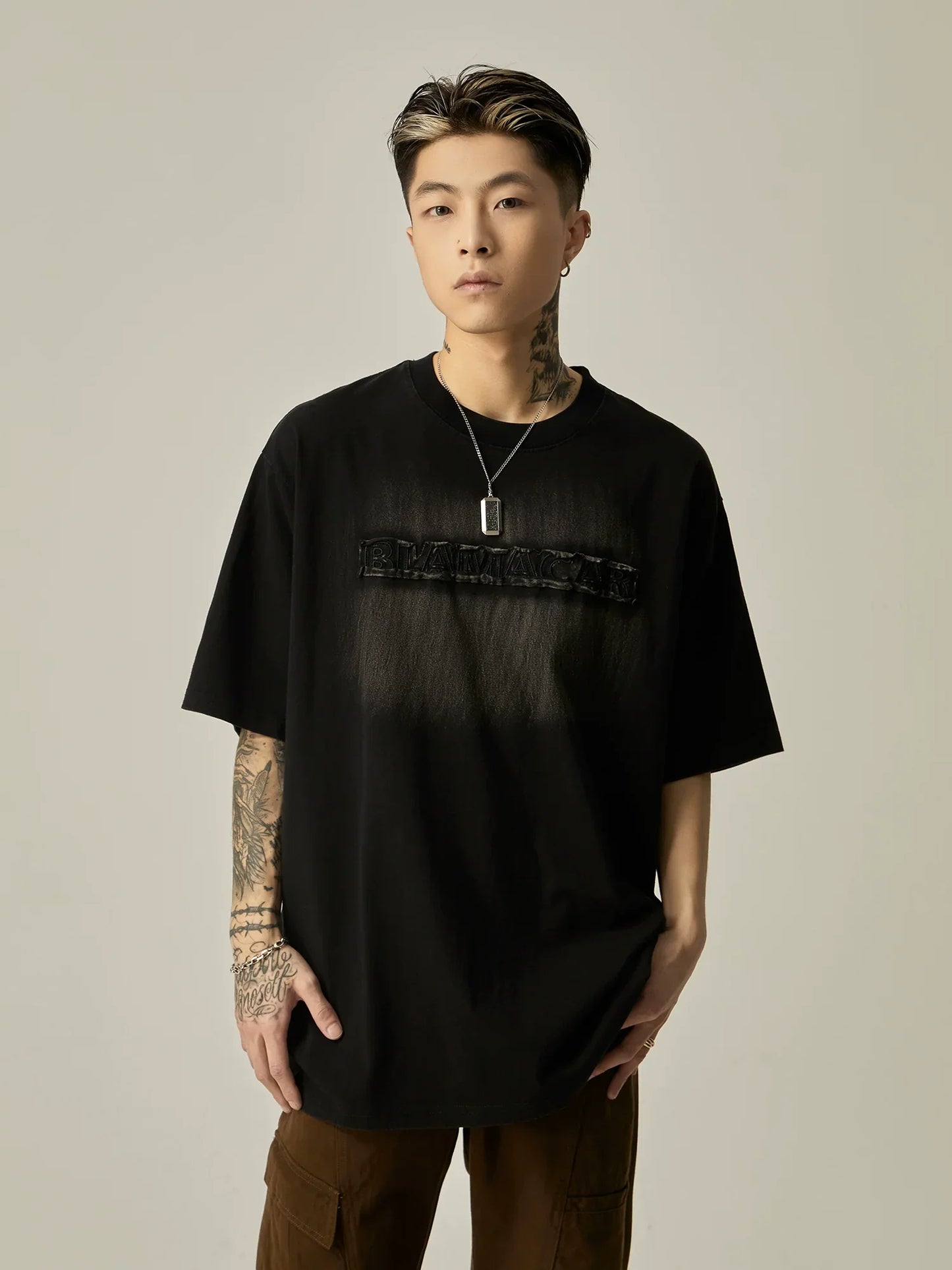 Tonal Embossed Logo Oversized Tee