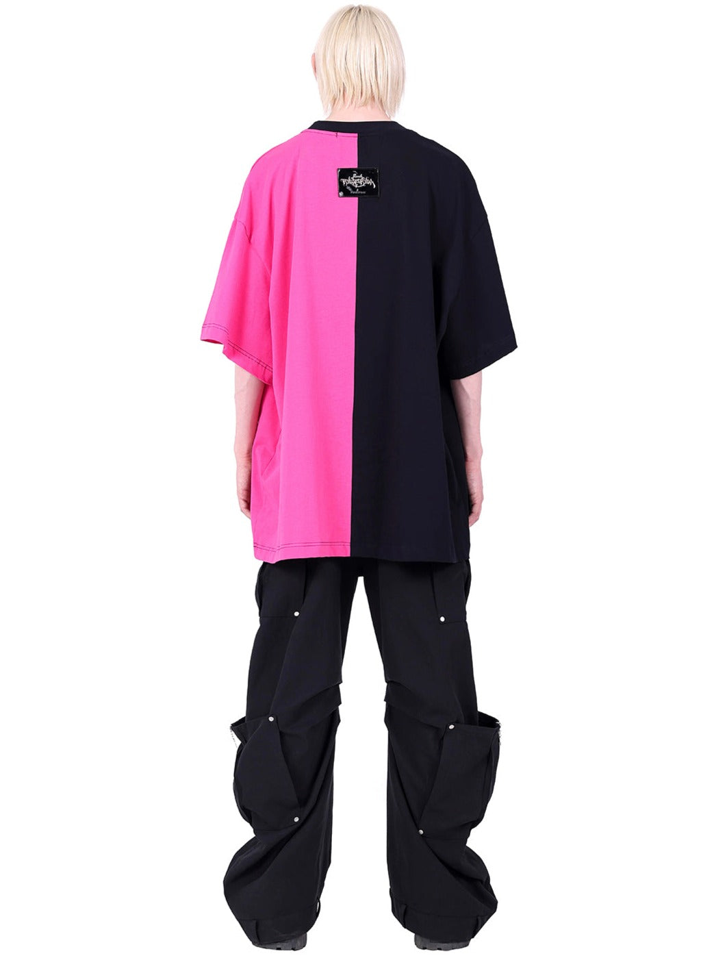 PINKSPINK Two-Tone Graphic Oversized T-Shirt - Black/Pink