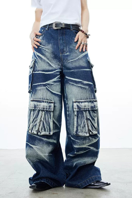 Rugged Heavy Washed Oversized Jeans