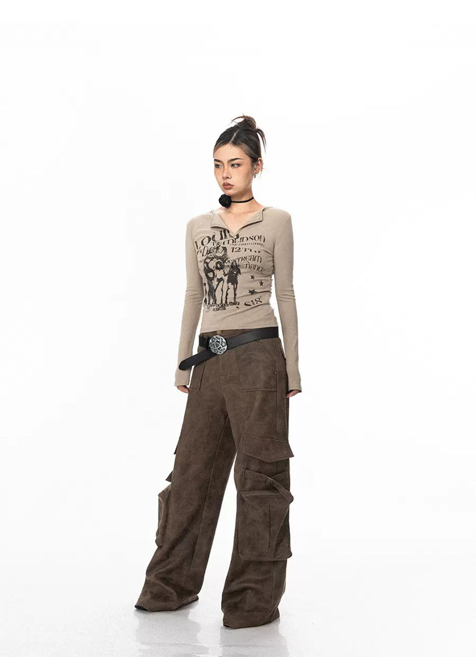 Street Style V-Neck Long Sleeve T-Shirt