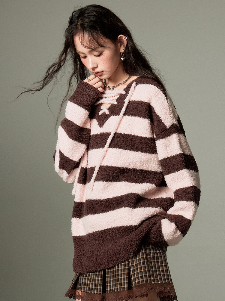 Strappy Border Knit Pullover